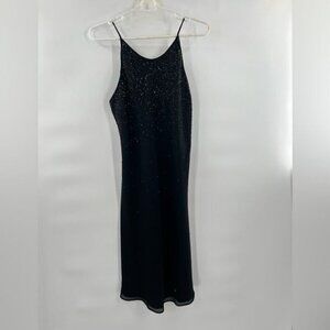 Chelsea Nites black beaded dress sleeveless size 12